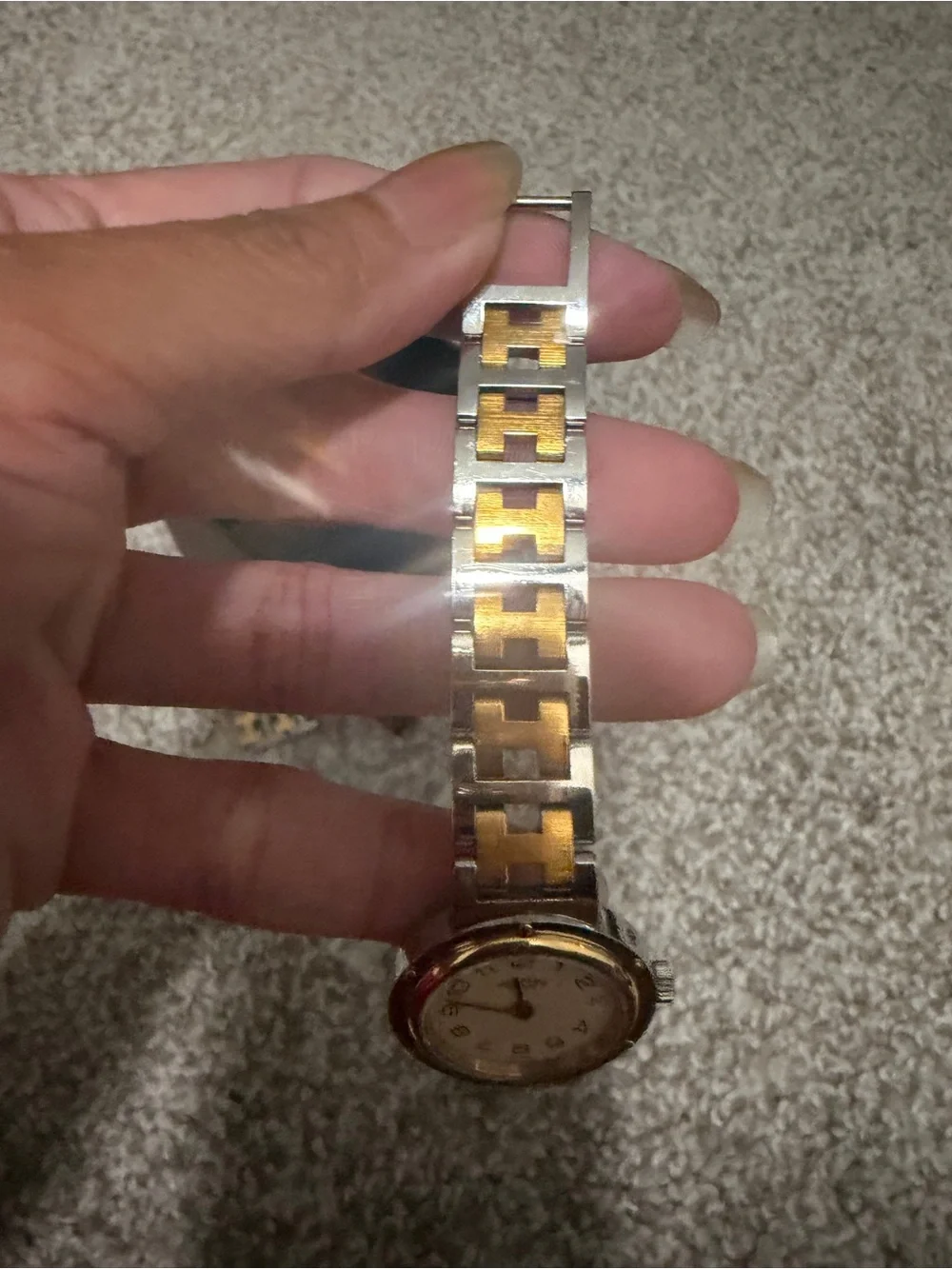 “Preloved” Hermes Clipper TwoTone Watch with Interlocking Links